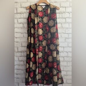 NEW! Joy Lularoe Roses Floral longline vest Size Small  Coverup